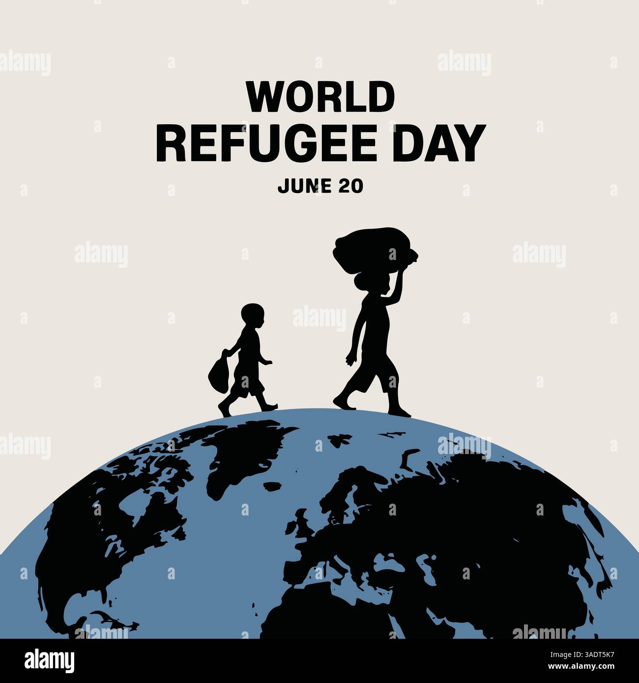 Salutations de la Journée mondiale des réfugiés mettant en vedette des silhouettes de personnes et un globe. Idéal pour les campagnes de sensibilisation, les promotions d'événements humanitaires et les relations sociales Illustration de Vecteur Salutations de la Journée mondiale des réfugiés mettant en vedette des silhouettes de personnes et un globe. Idéal pour les campagnes de sensibilisation, les promotions d'événements humanitaires et les relations sociales Illustration de Vecteur