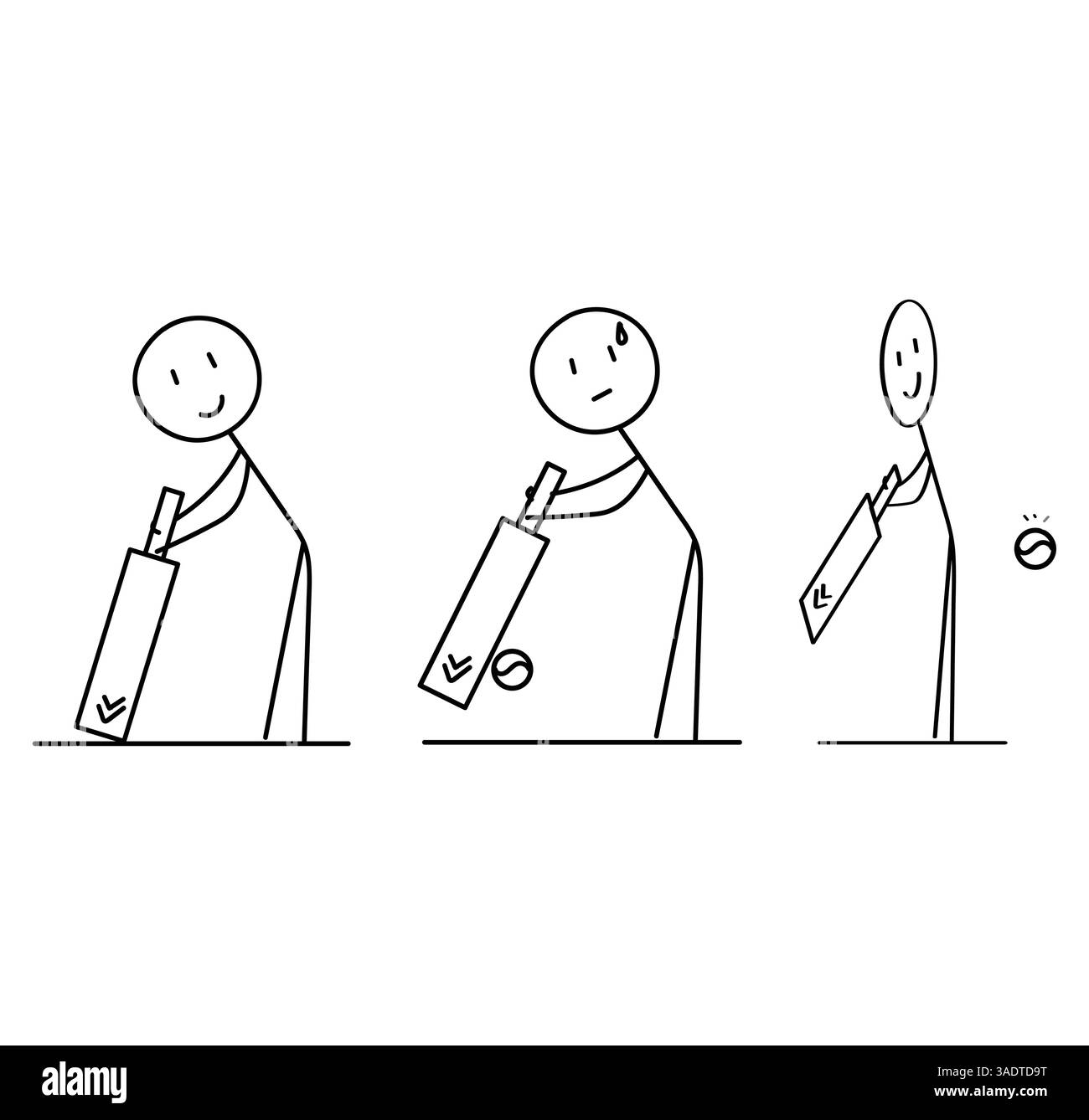 Ensemble d'illustration de cricket jouant à une figure de bâton Illustration de Vecteur