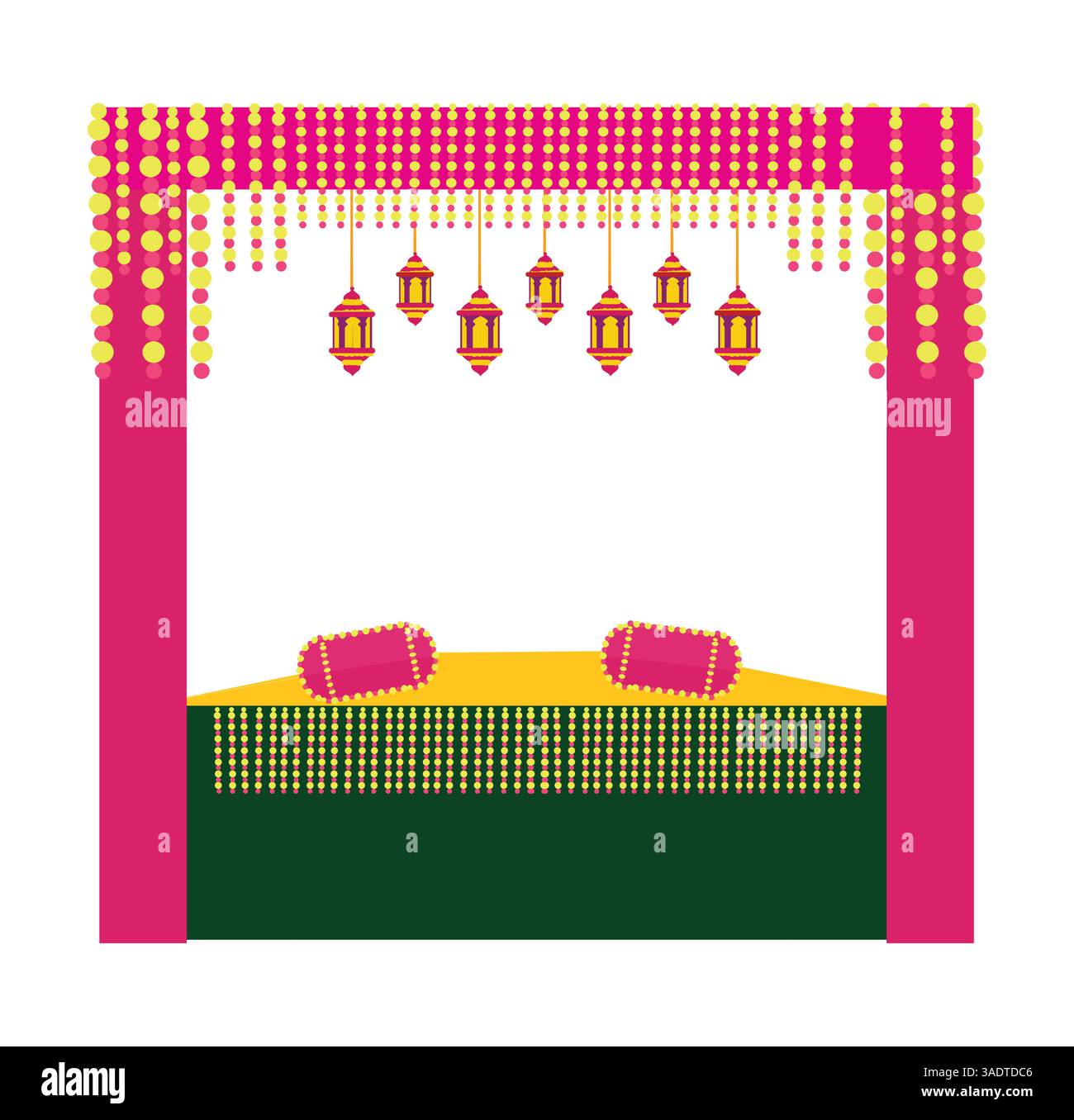 Configuration de cérémonie Haldi pour mariée Illustration de Vecteur
