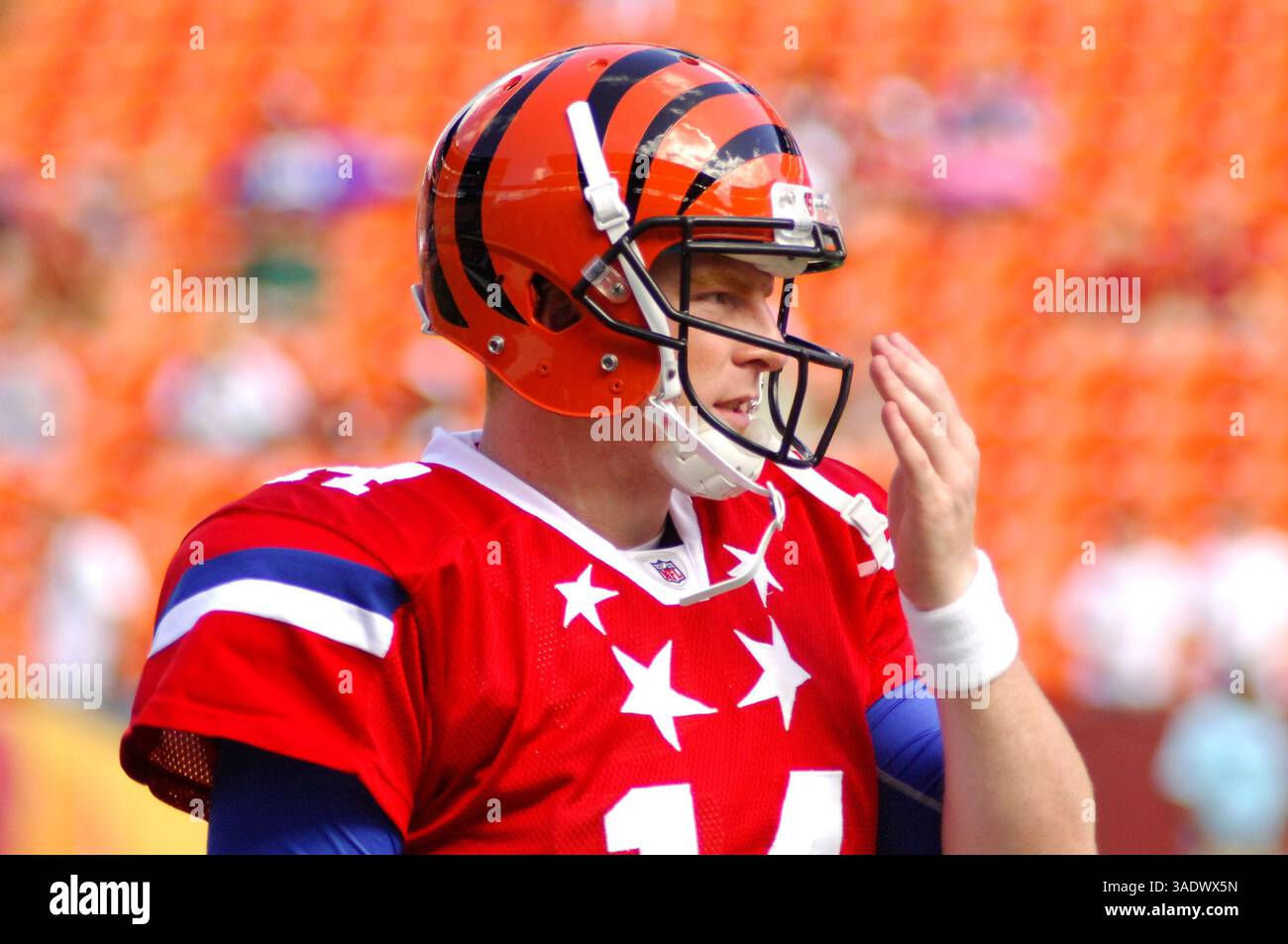 29 janvier 2012 : Andy Dalton #14 lors du match de la Conférence américaine de football contre la Conférence nationale de football à Honolulu au stade Aloha. (Crédit image : © Jason Pohuski/Cal Sport Media/ZUMAPRESS.com) Banque D'Images