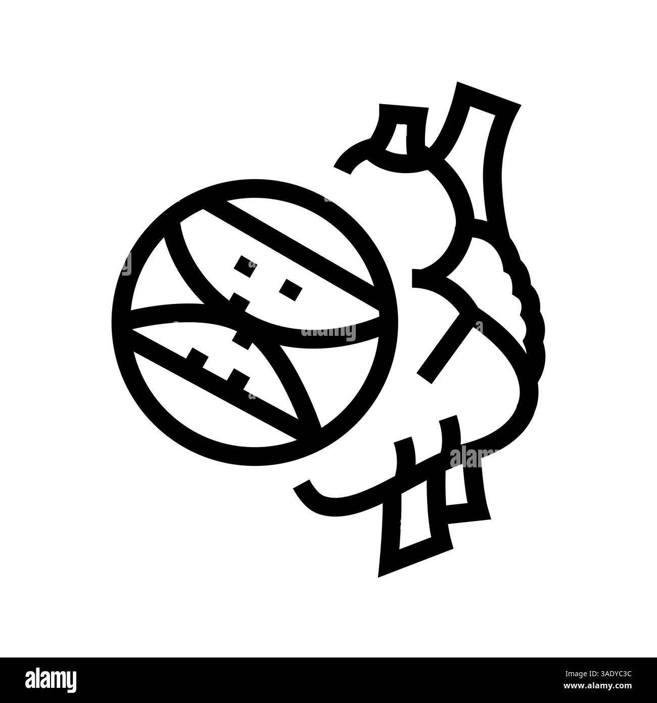 Icône de ligne noire pour les maladies coronariennes pour les projets numériques et imprimés. Icônes nettes minimales pour les applications et les sites Web. Banque D'Images