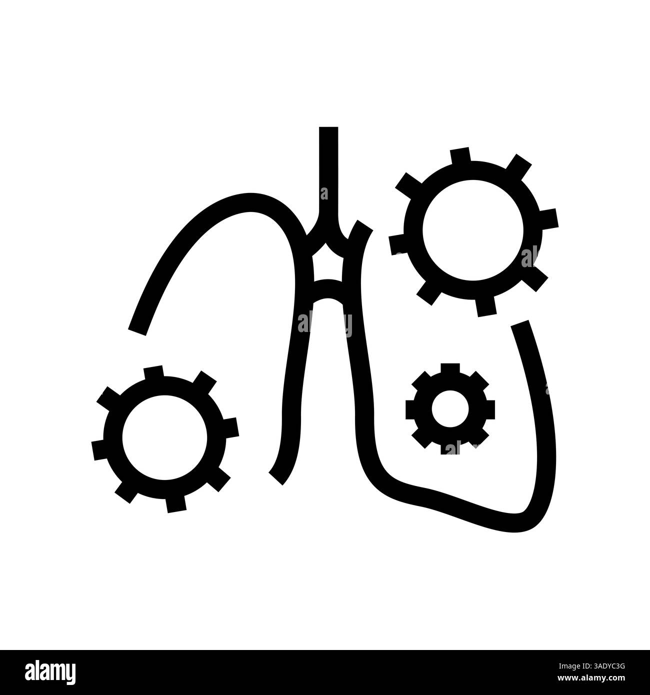 icône de ligne noire bronchite pour les projets numériques et imprimés. Icônes nettes minimales pour les applications et les sites Web. Banque D'Images