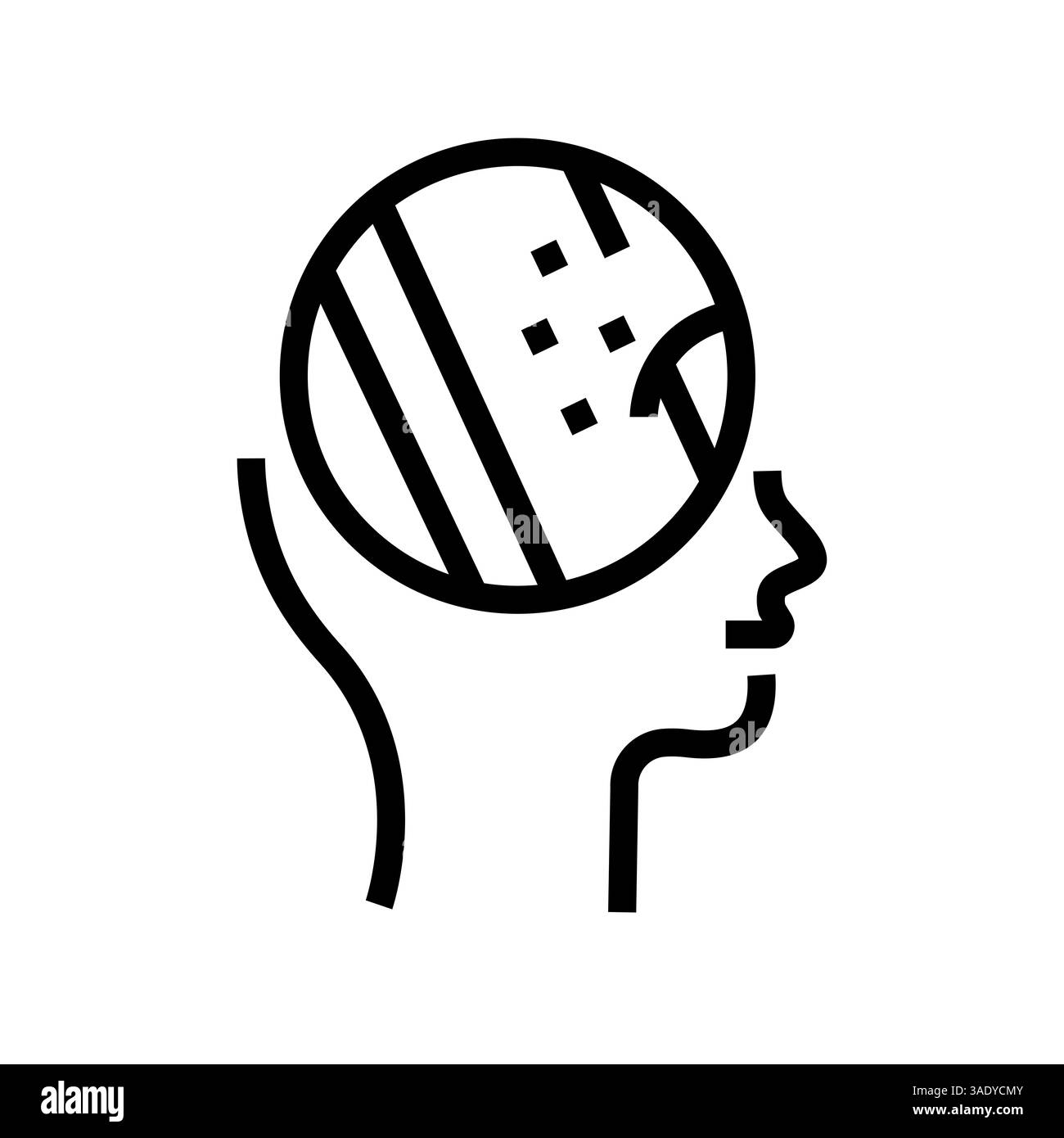 Icône de ligne noire de maladie d'AVC pour les projets numériques et imprimés. Icônes nettes minimales pour les applications et les sites Web. Banque D'Images