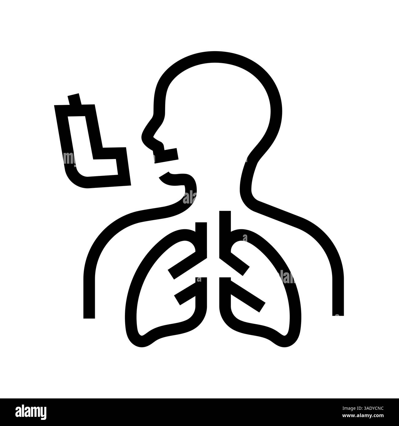 icône de ligne noire asthmatique pour les projets numériques et imprimés. Icônes nettes minimales pour les applications et les sites Web. Banque D'Images