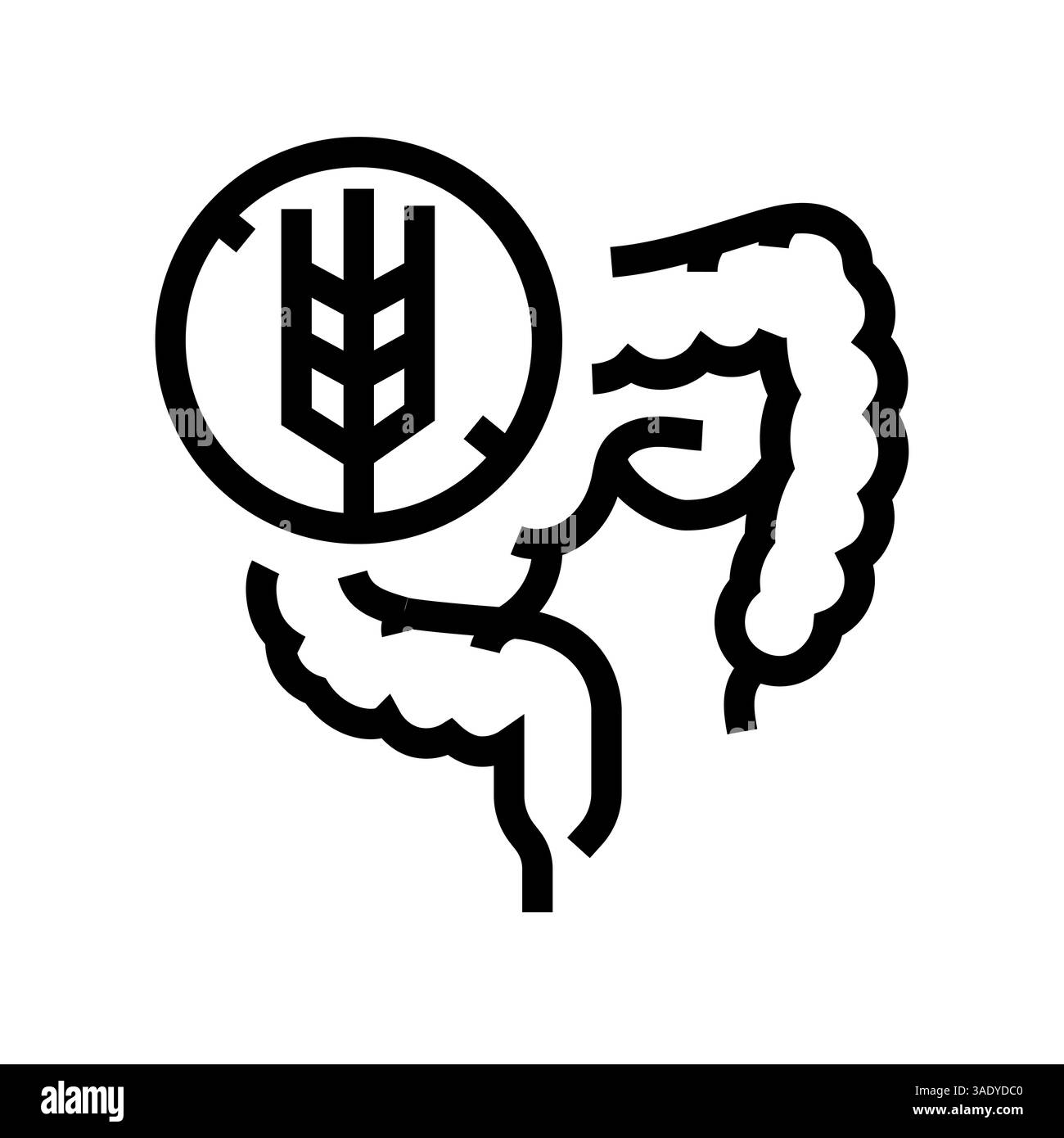 icône de ligne noire de desiase cœliaque pour les projets numériques et imprimés. Icônes nettes minimales pour les applications et les sites Web. Banque D'Images