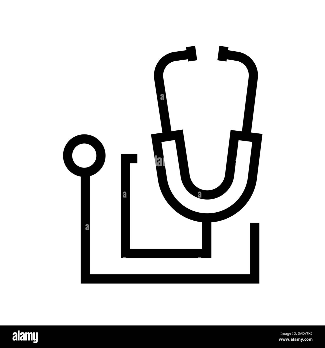 icône de ligne noire de stéthoscope pour les projets numériques et d'impression. Icônes nettes minimales pour les applications et les sites Web. Banque D'Images