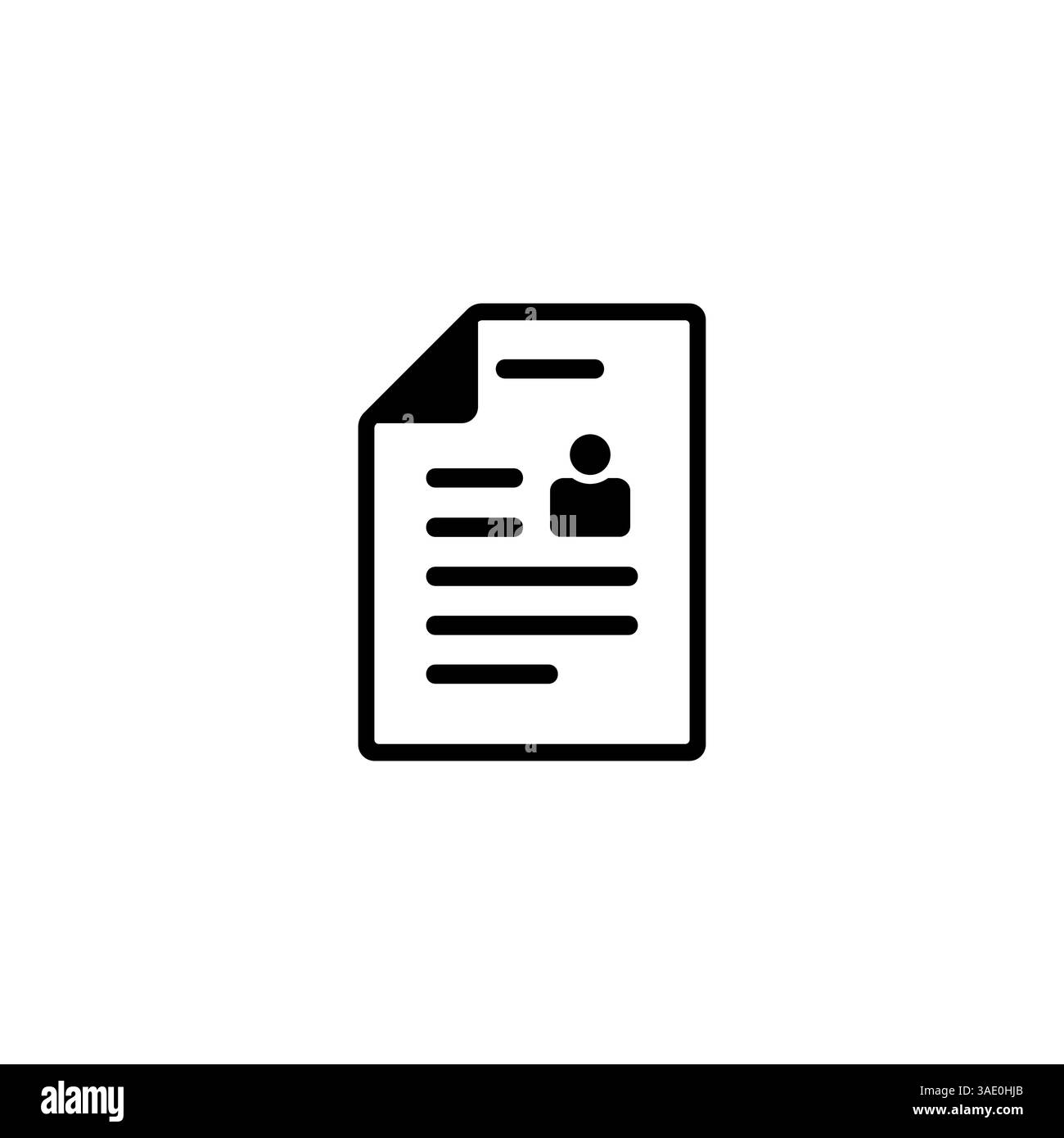 icône de profil en noir sur fond blanc, une feuille de papier avec du texte et une icône de personne, des données personnelles Illustration de Vecteur