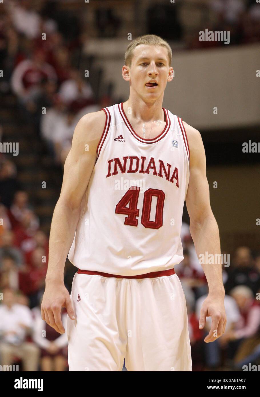 09 février 2012 : L'attaquant des Hoosiers de l'Indiana Cody Zeller (40 ans) vu ici en action lors d'un match de basket-ball de la NCAA entre les Illinois Fighting Illini et les Indiana Hoosiers classés #23 au Assembly Hall de Bloomington, Indiana. (Crédit image : © Pat Lovell/Cal Sport Media/ZUMAPRESS.com) Banque D'Images