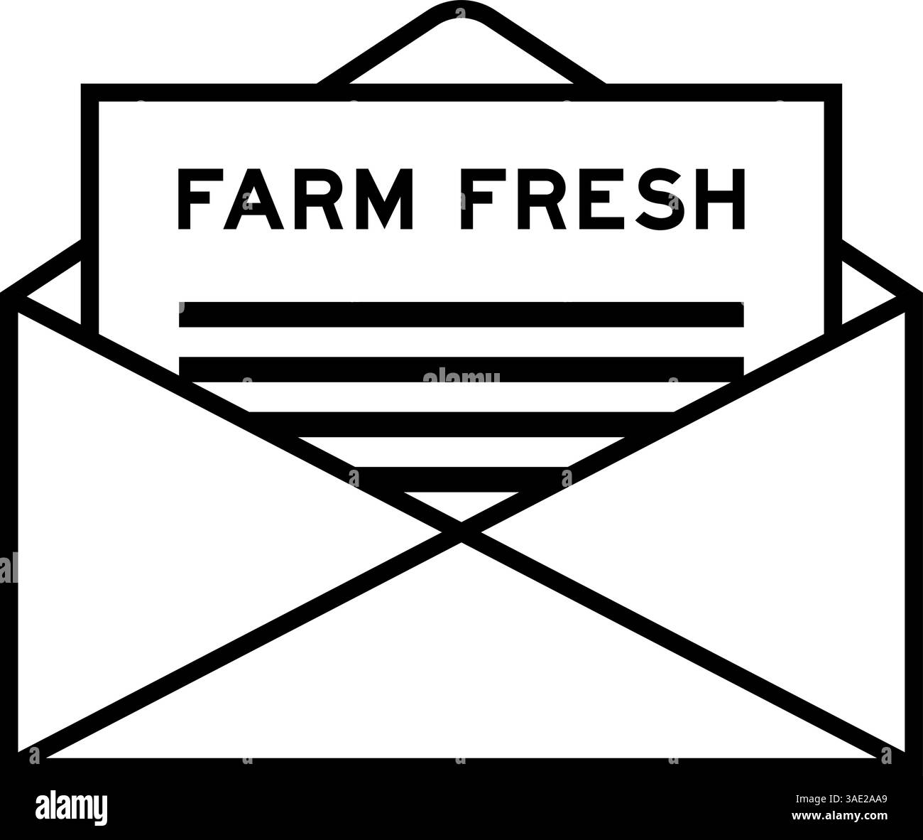 Enveloppe et lettre avec le mot Farm Fresh comme titre Illustration de Vecteur