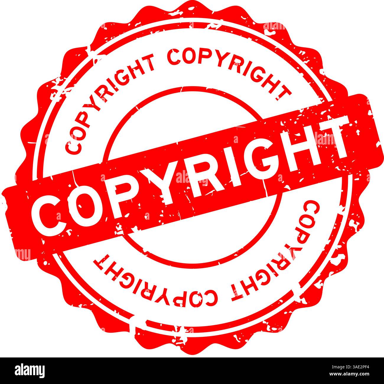 Grunge rouge mot copyright timbre rond de sceau sur fond blanc Illustration de Vecteur
