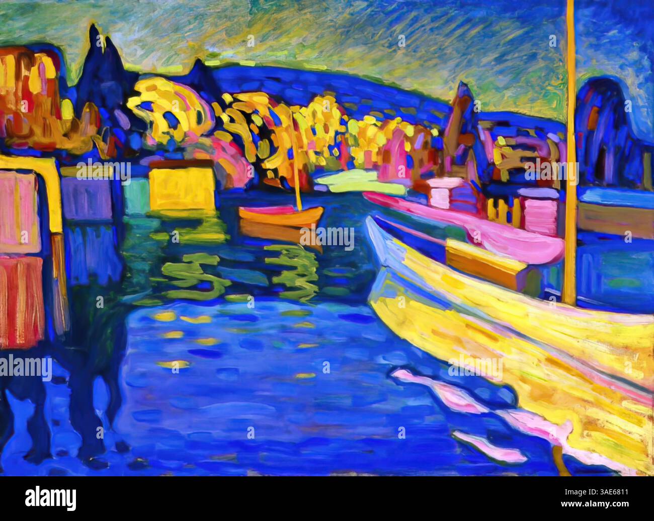 Paysage d'automne avec bateaux, 1923 – Wassily Kandinsky Illustration de Vecteur