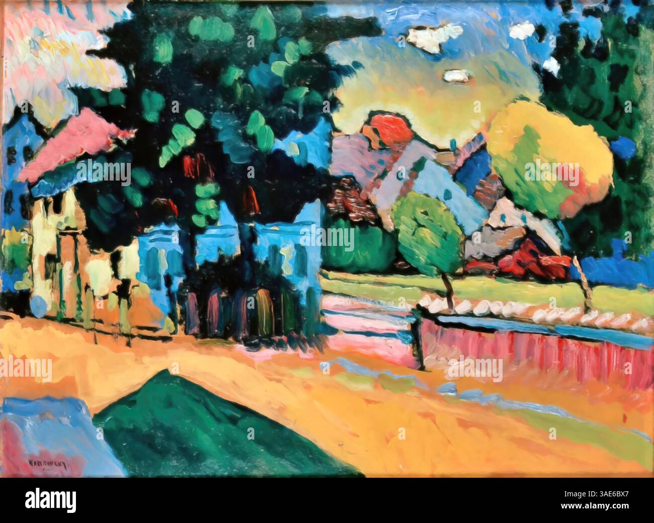 Paysage avec une maison verte, 1908 – Wassily Kandinsky Illustration de Vecteur