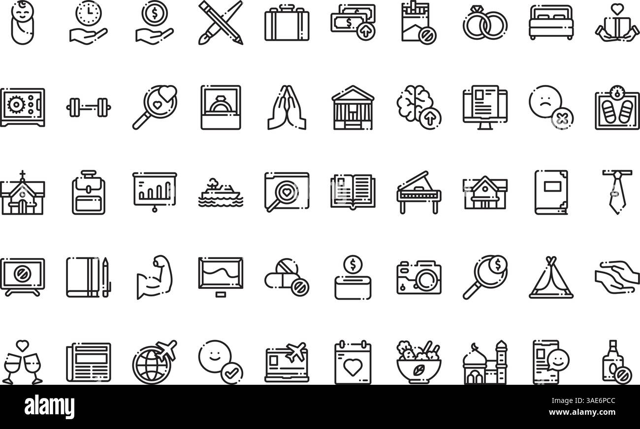 Icônes de propositions de nouvel an Collection d'icônes vectorielles de haute qualité avec trait modifiable. Idéal pour les projets professionnels et créatifs Illustration de Vecteur