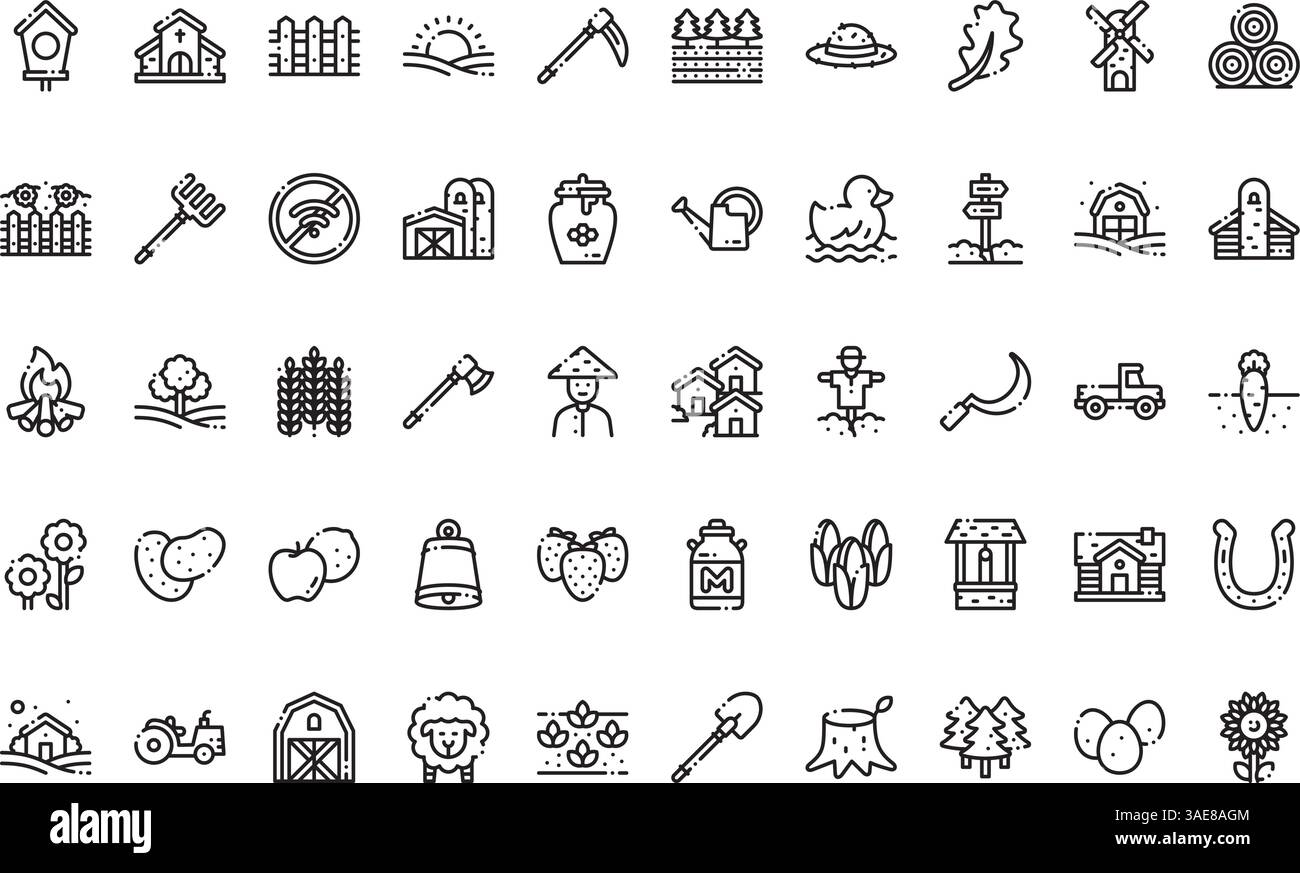 Dans les icônes du village Collection d'icônes vectorielles de haute qualité avec Stroke modifiable. Idéal pour les projets professionnels et créatifs Illustration de Vecteur