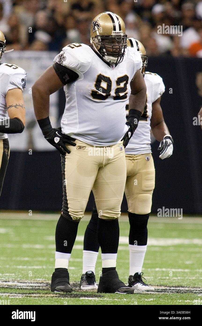 18 septembre 2011 : attaque défensive des Saints de la Nouvelle-Orléans Shaun Rogers #92 lors du match de football NFL entre les Bears de Chicago et les Saints de la Nouvelle-Orléans au Superdome de Louisiana à la Nouvelle-Orléans, LOUISIANE. (Crédit image : © Jonathan Bachman/Cal Sport Media/ZUMAPRESS.com) Banque D'Images