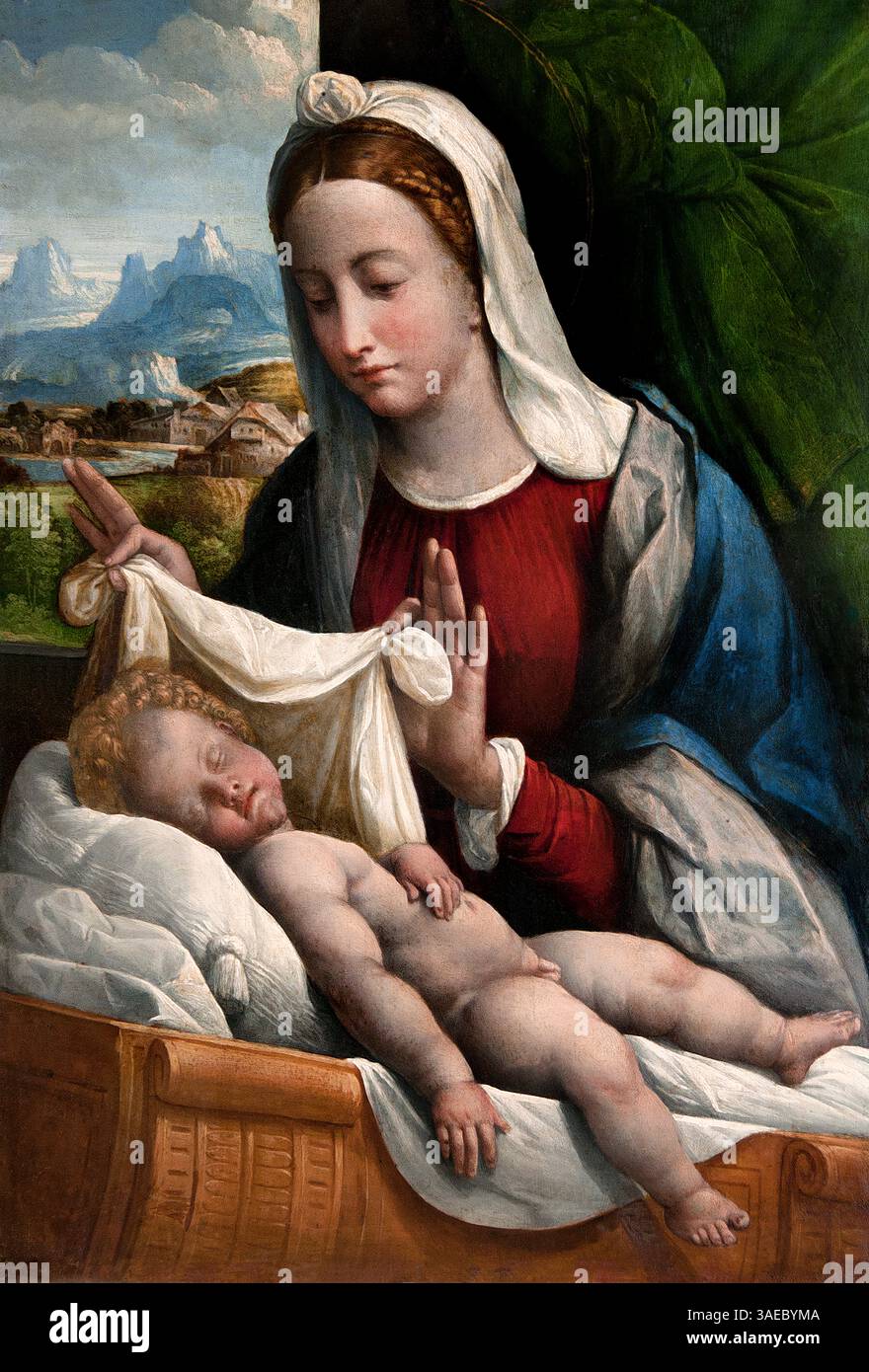 L'enfant Jésus dormant 1559 de Benvenuto TISI - GAROFALO 1476 – 1559 Italie, Italien , Louvre Paris, Musée des Beaux-Arts, France, Banque D'Images