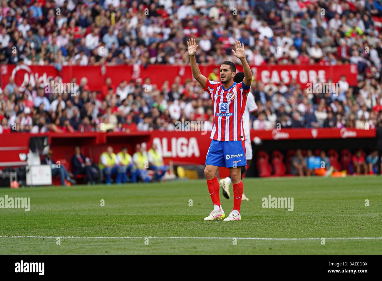Koke Resureccion (Atletico de Madrid) lors du match de LaLiga entre Sevilla FC et Atletico de Madrid, à Sanchez Pizjuan le 6 avril 2025 à Séville, S. Banque D'Images