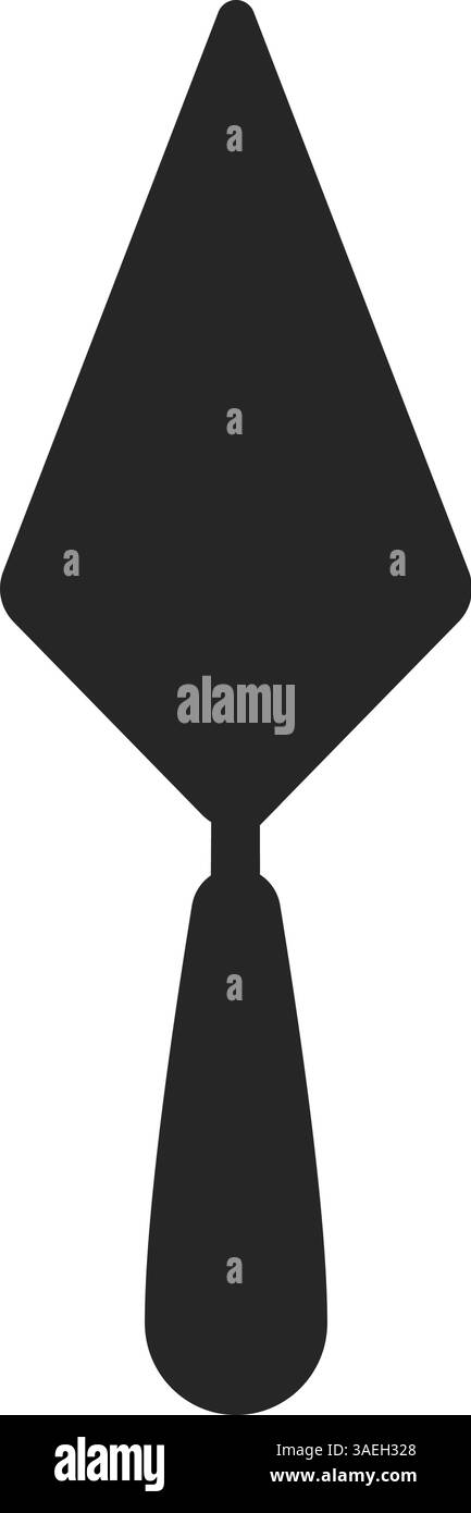 Truelle de construction en métal utilisée pour les cloisons sèches, le plâtre, le béton et plus dans l'icône de style vectoriel de silhouette Illustration de Vecteur