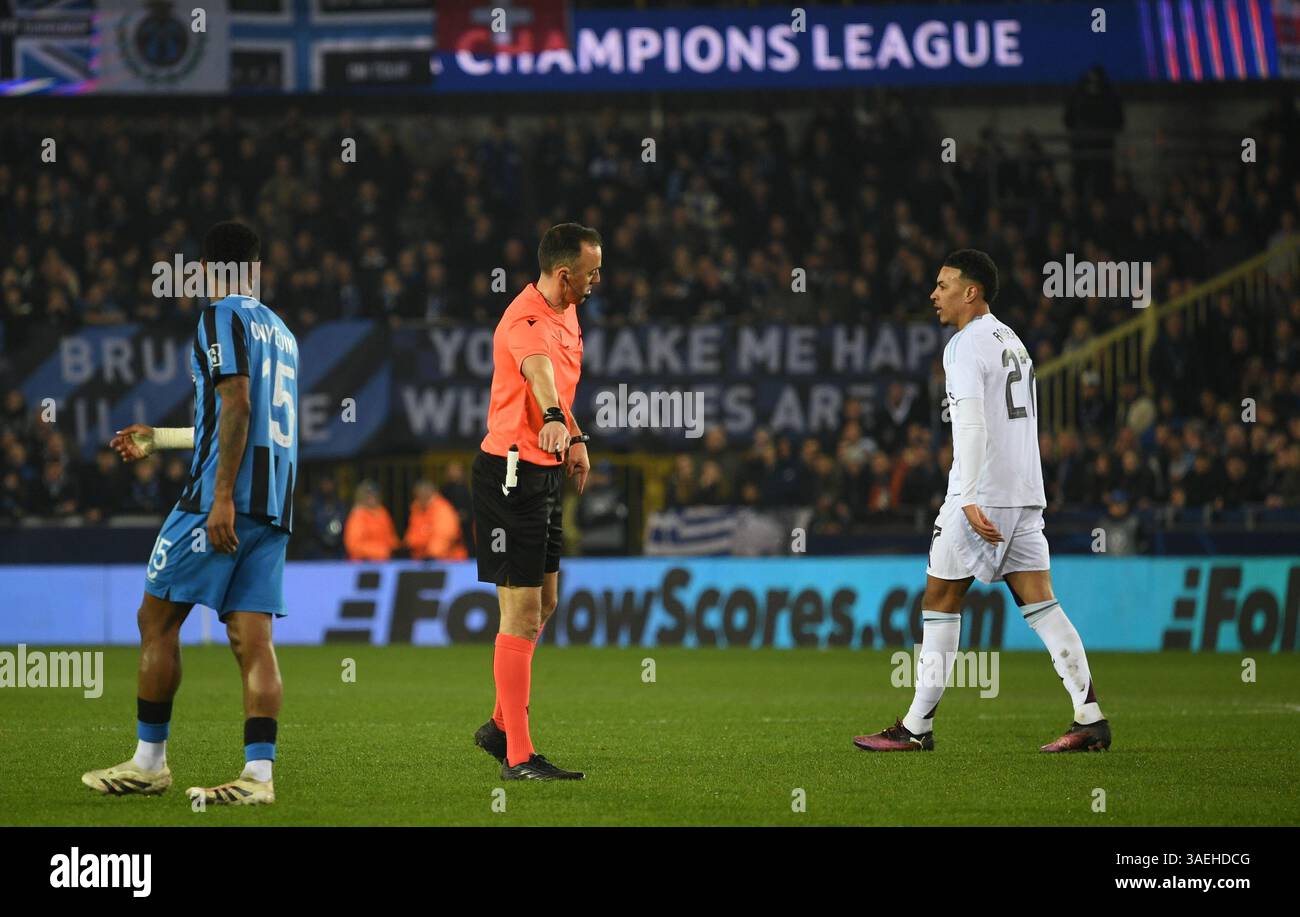 Morgan Rogers en action lors du match du groupe 16 de la Ligue des Champions de l'UEFA 2024 entre le Club Brugge et l'Aston Villa, Jan Breydel Stadium, 4 mars 2025 avec : Morgan Rogers où : Brugge, Belgique quand : 04 mars 2025 crédit : Anthony Stanley/WENN Banque D'Images