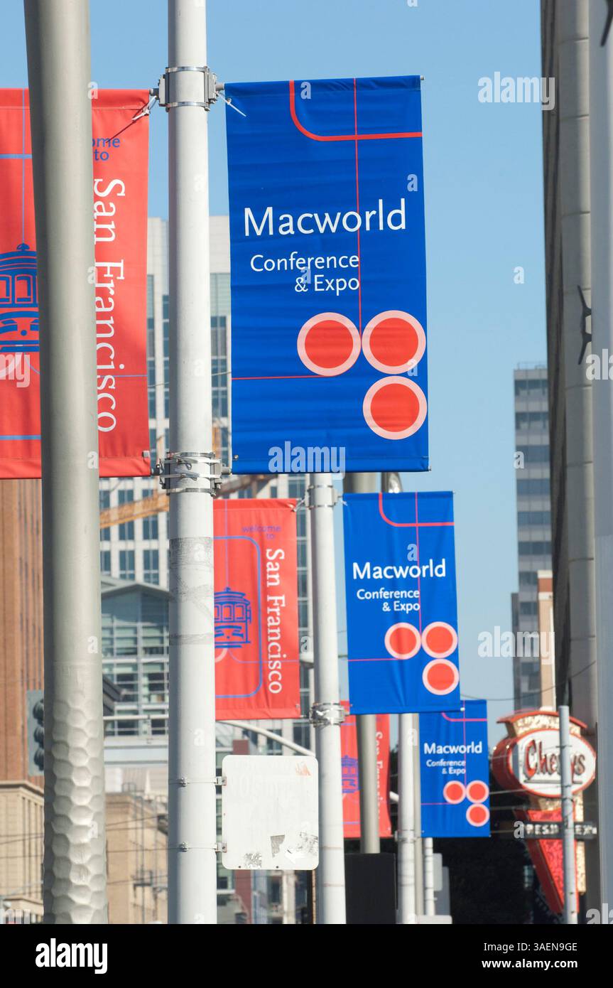 09 janvier 2007 - San Francisco, Californie, États-Unis - affiche publicitaire pour MacWorld 2007 au Moscone Center. (Crédit image : © Jerome Brunet/ZUMAPRESS.com) Banque D'Images