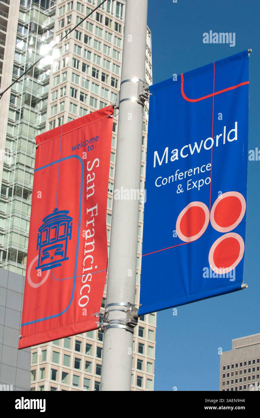 09 janvier 2007 - San Francisco, Californie, États-Unis - affiche publicitaire pour MacWorld 2007 au Moscone Center. (Crédit image : © Jerome Brunet/ZUMAPRESS.com) Banque D'Images