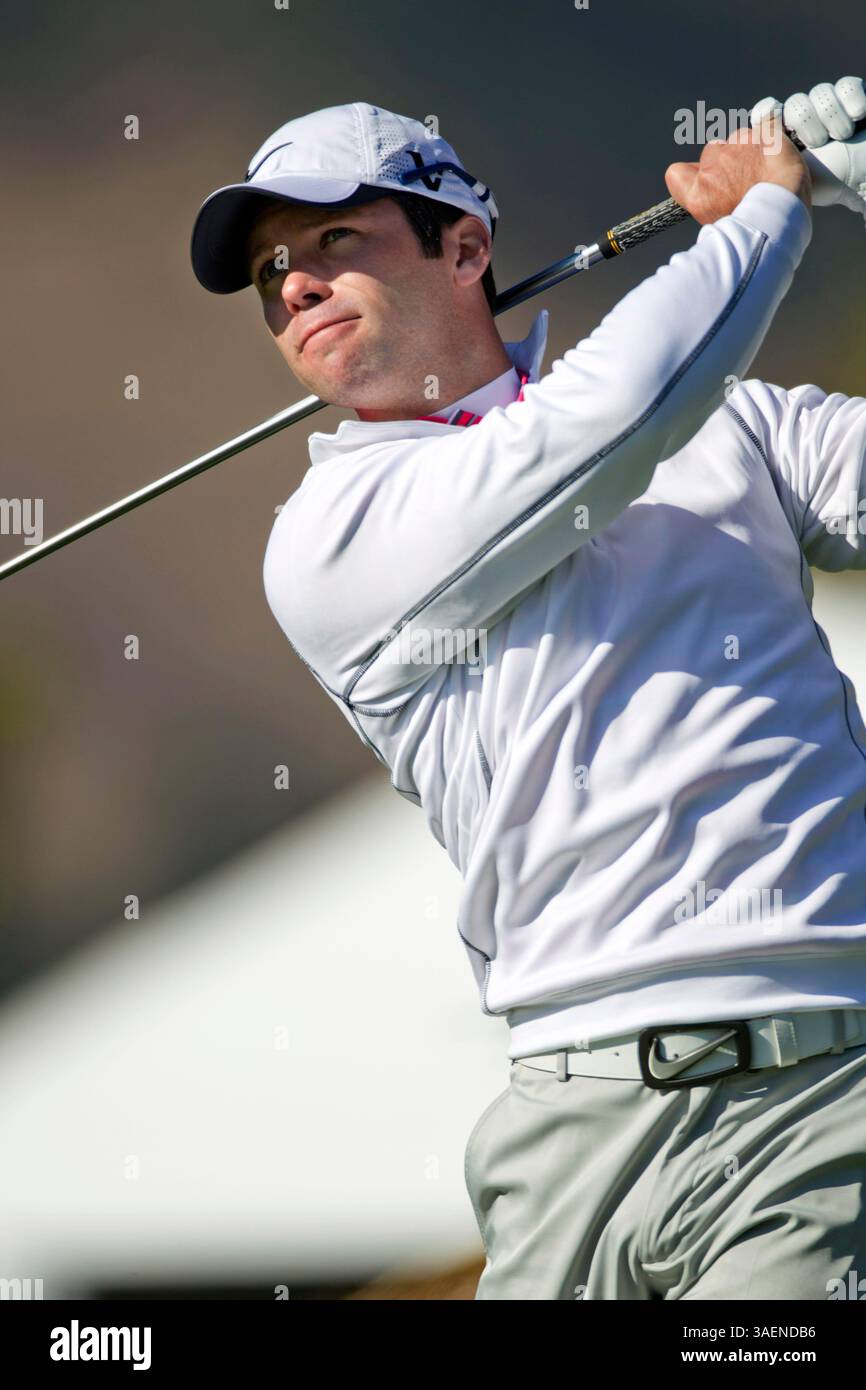 7 octobre 2011 : le golfeur PGA Paul Casey regarde son tir du 10ème tee lors de la deuxième manche de l'Open Frys.com qui se tient au CordeValle Resort à San Martin, CA. (Crédit image : © William Mancebo/Cal Sport Media/ZUMAPRESS.com) Banque D'Images