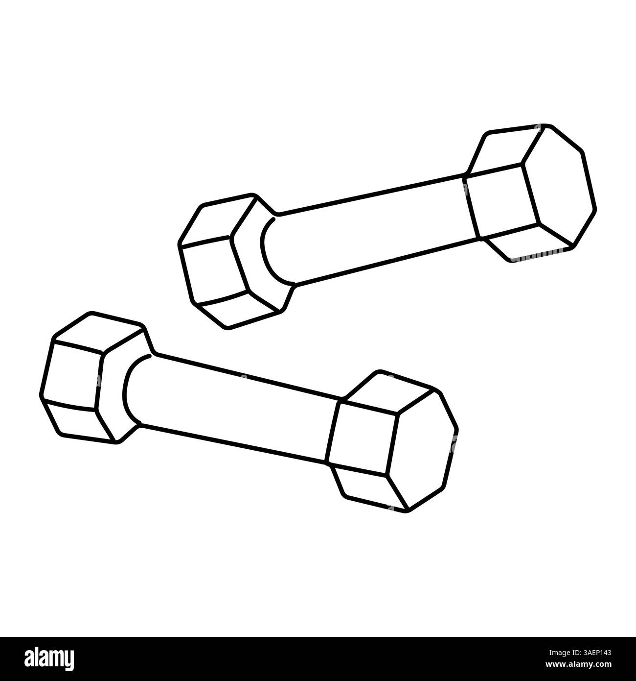 Deux haltères placés côte à côte sur une surface plane dans un environnement de fitness Illustration de Vecteur