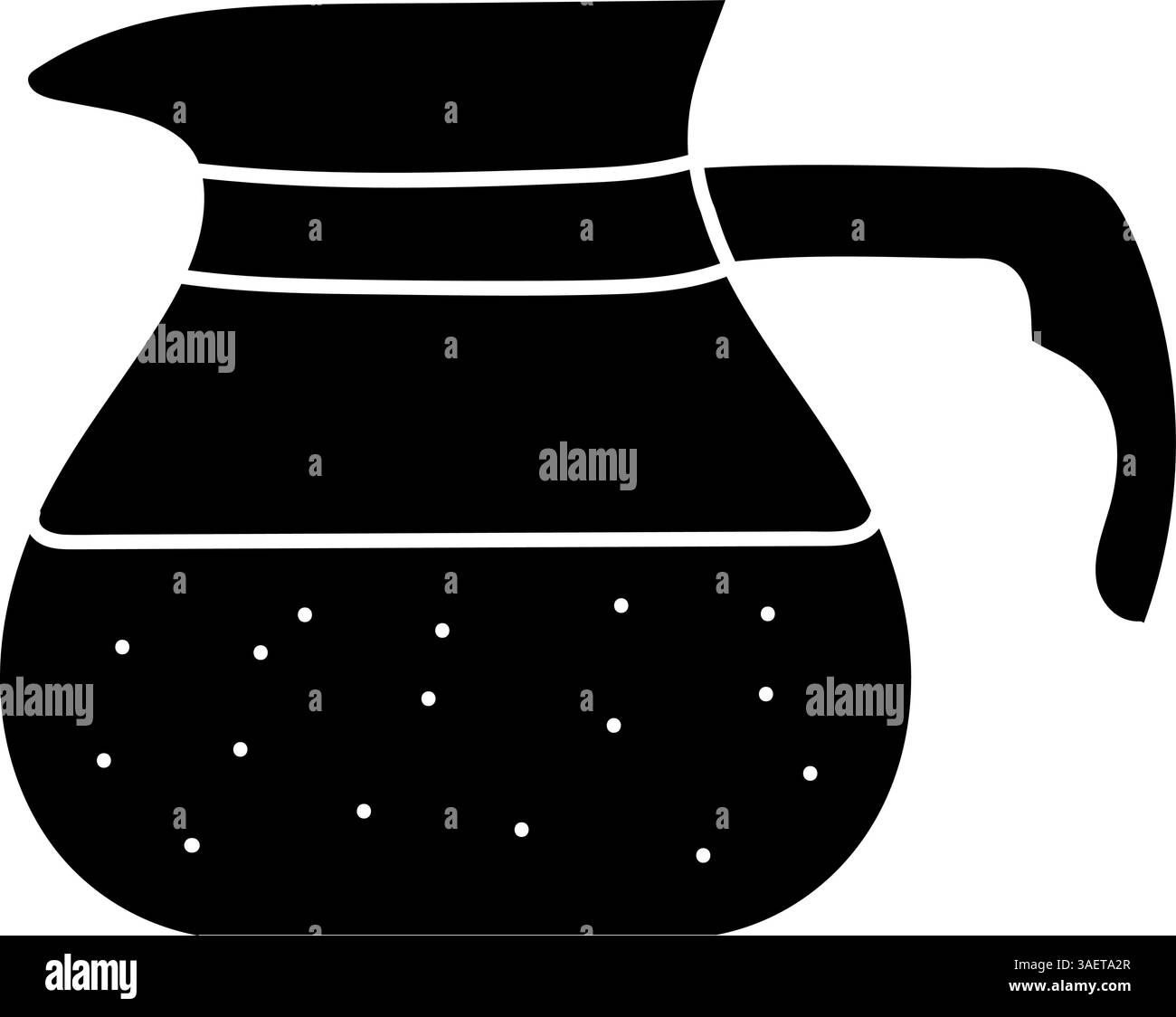 Boisson pichet de service café, thé, lait, boisson au chocolat icône noire dessinée à la main Illustration de Vecteur