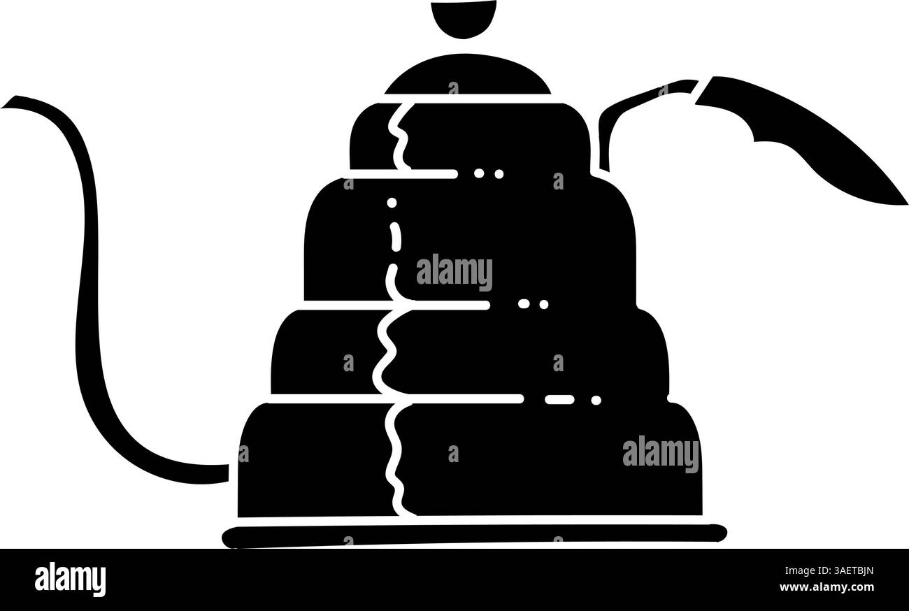 Icône noire dessinée à la main de la bouilloire à café Illustration de Vecteur