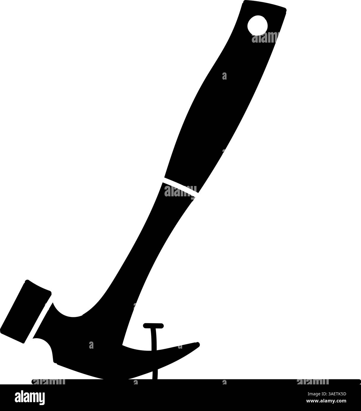 Marteau tirant clou noir dessiné à la main icône Illustration de Vecteur