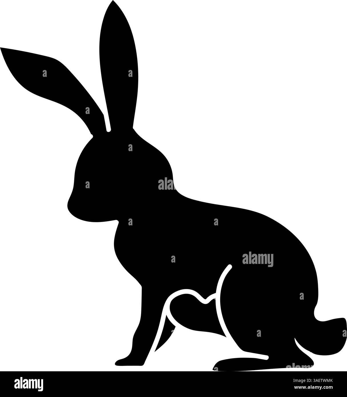 icône noire dessinée à la main lapin Illustration de Vecteur