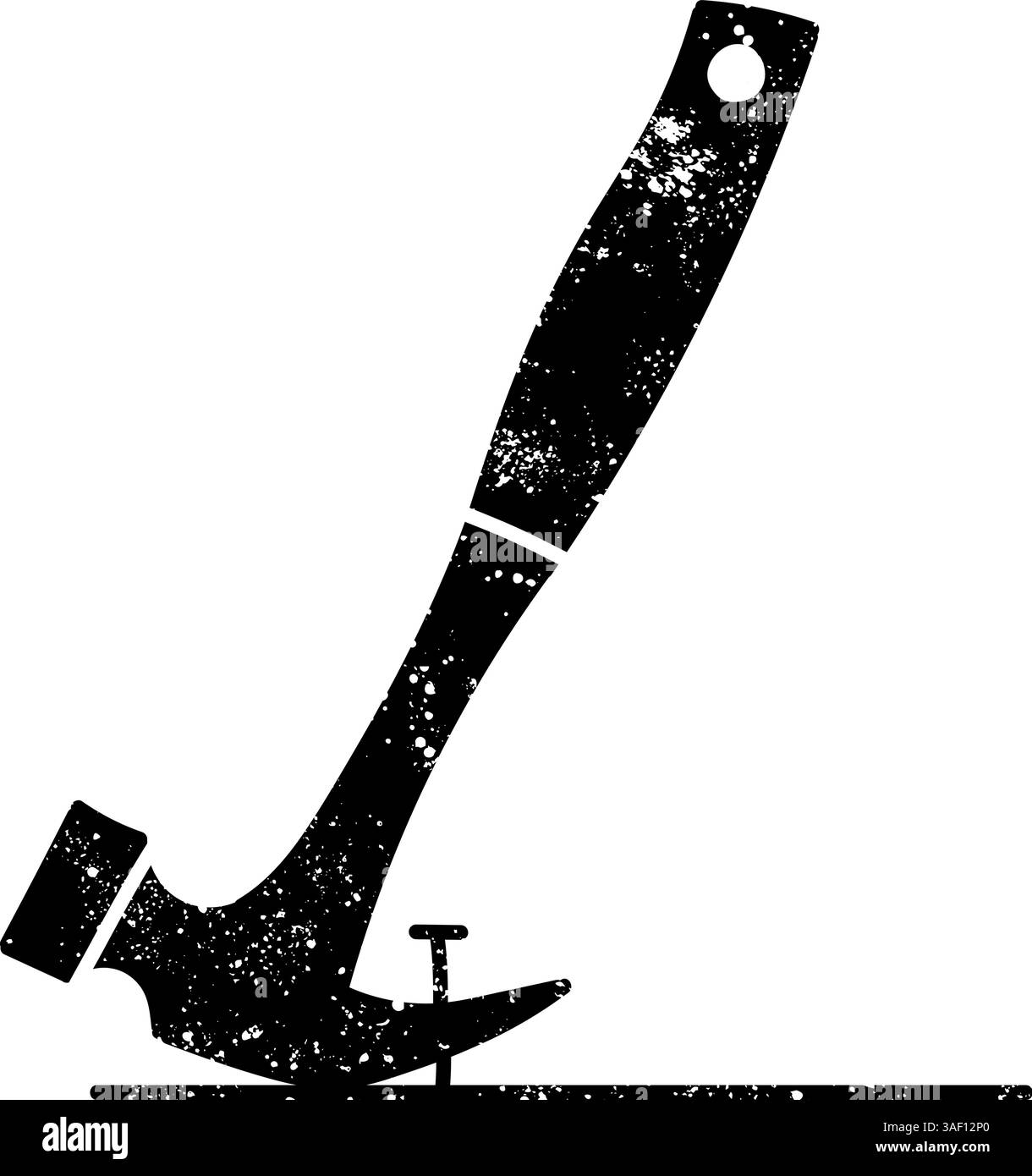 Marteau tirant clou noir dessiné à la main icône dans le look grunge Illustration de Vecteur