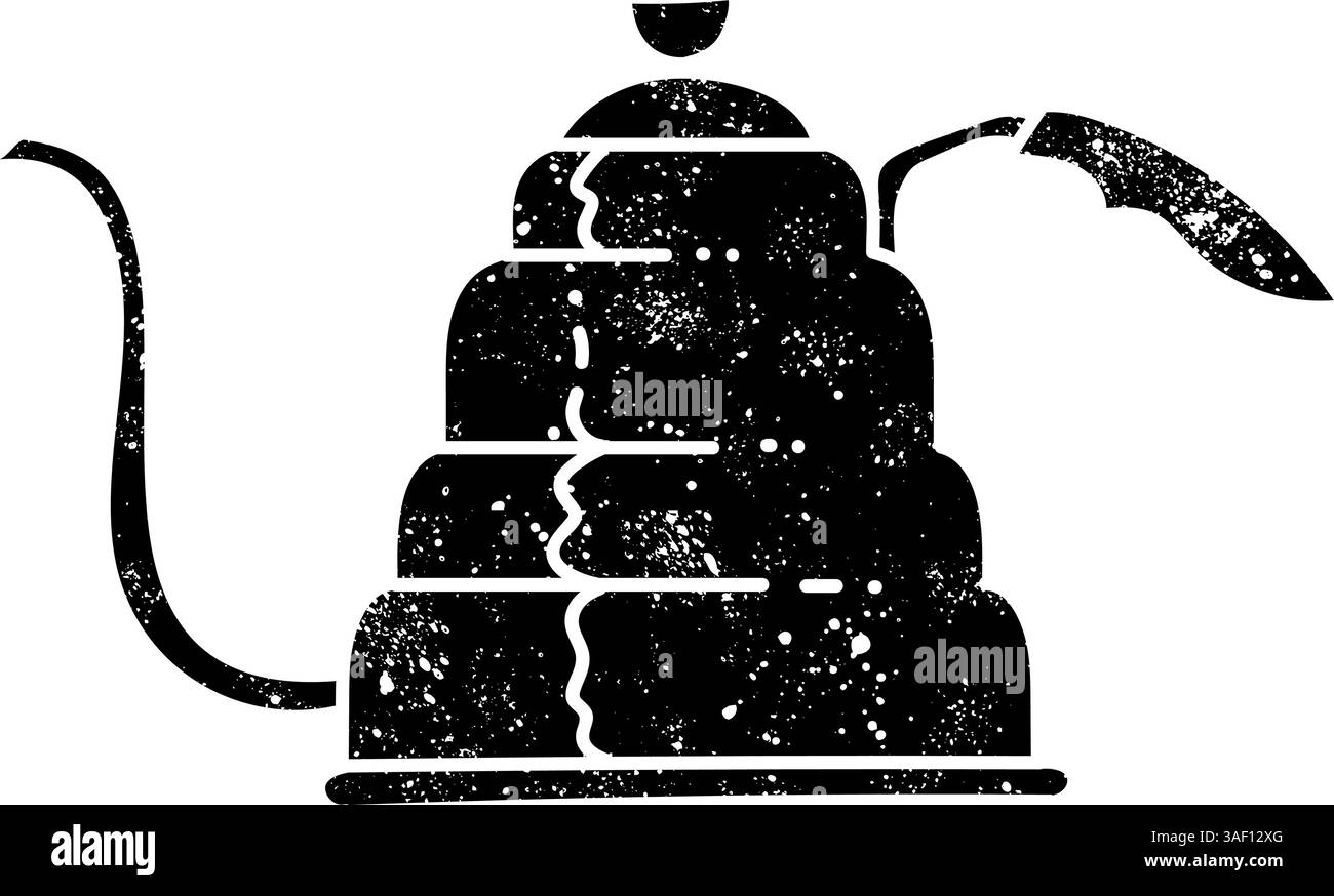 Bouilloire d'infusion de café icône noire dessinée à la main dans l'aspect grunge Illustration de Vecteur