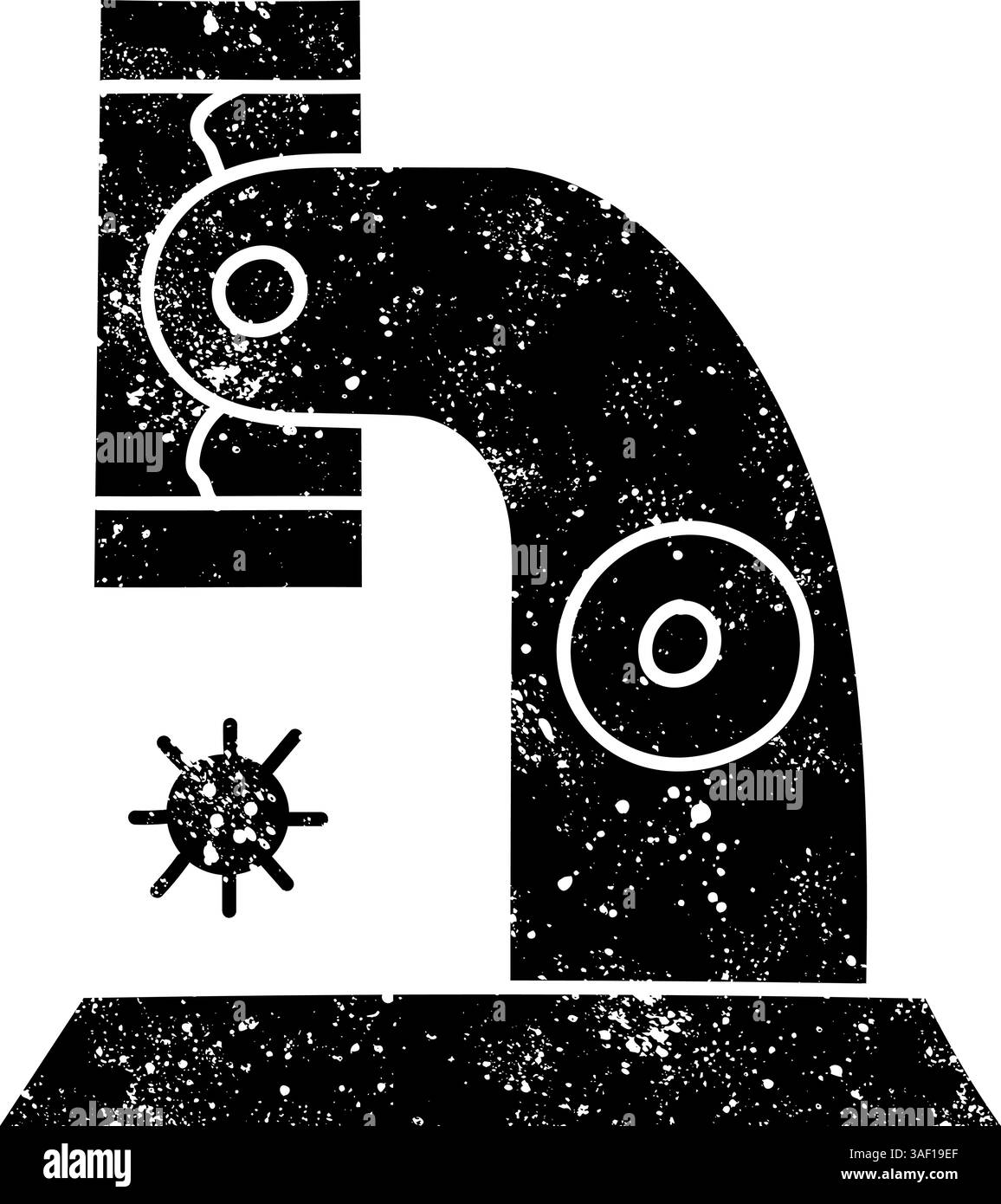 Virus sous microscope icône noire dessinée à la main dans le look grunge Illustration de Vecteur