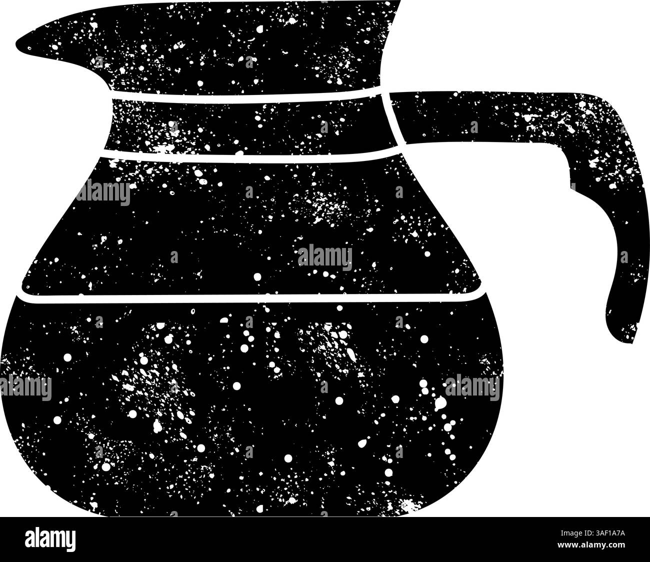 Boire pot de service café, thé, lait, boisson au chocolat icône noire dessinée à la main dans le look grunge Illustration de Vecteur