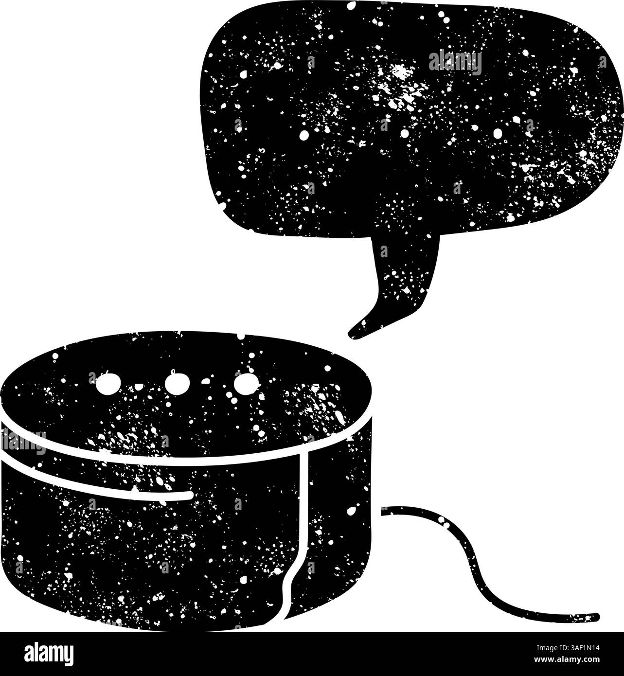 Assistant virtuel de périphérique ai icône noire dessinée à la main dans le look grunge Illustration de Vecteur