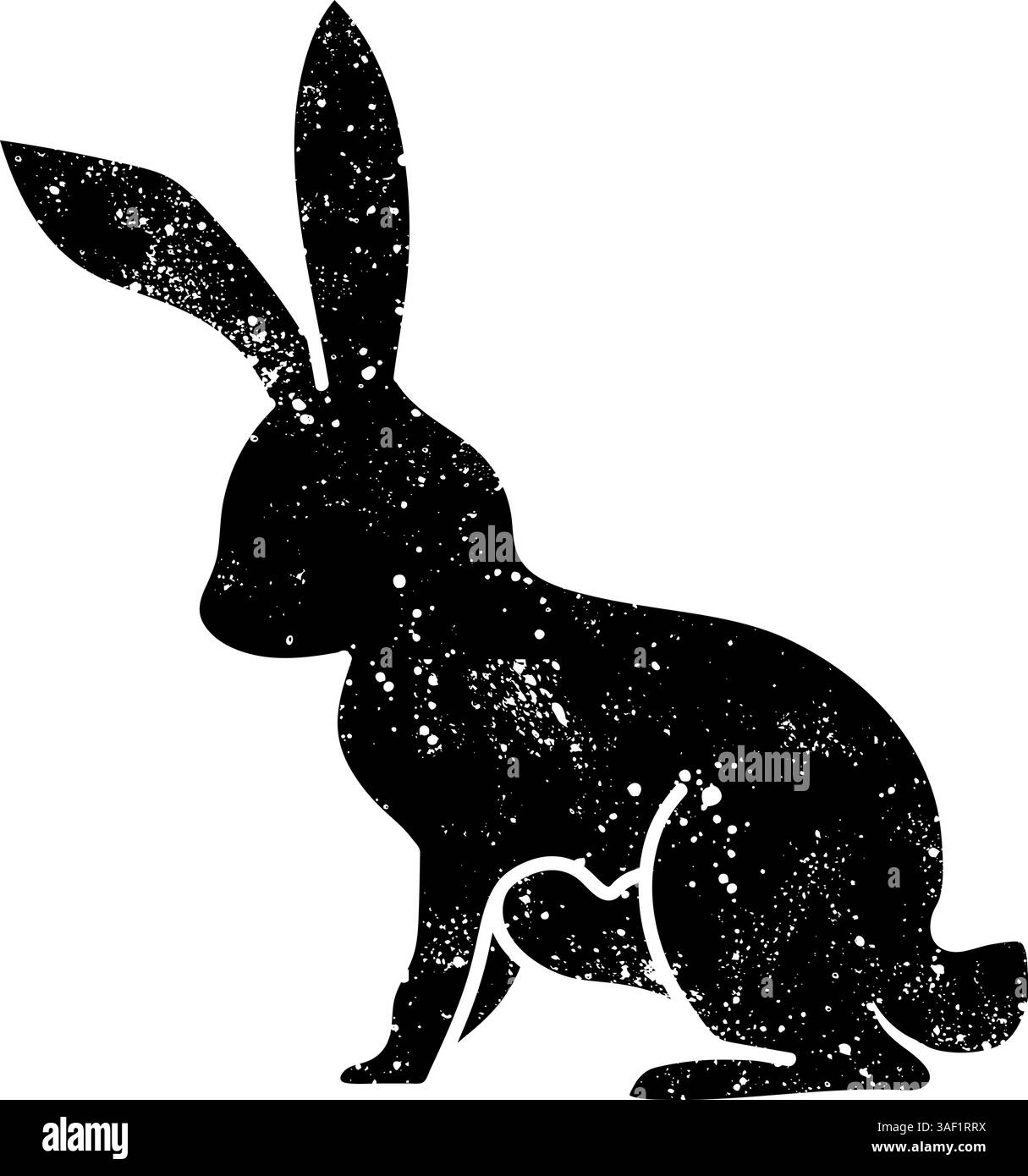 icône noire dessinée à la main dans le look grunge lapin Illustration de Vecteur