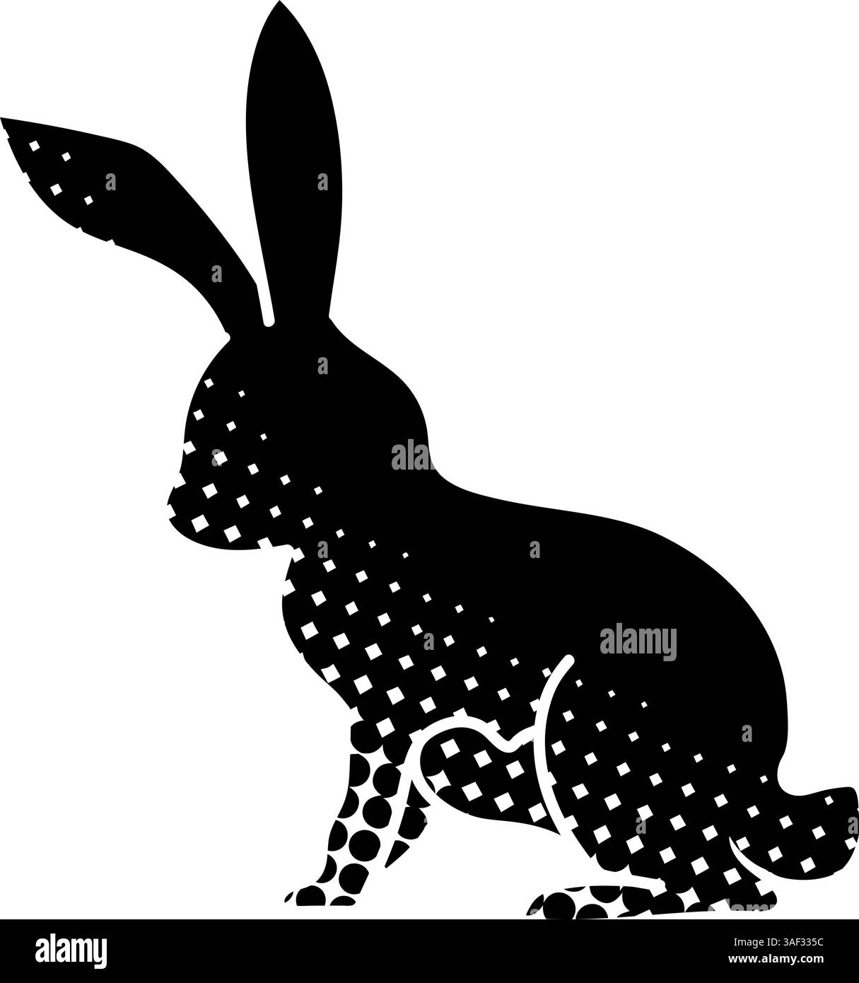 icône noire dessinée à la main dans le lapin de style de texture demi-teinte Illustration de Vecteur