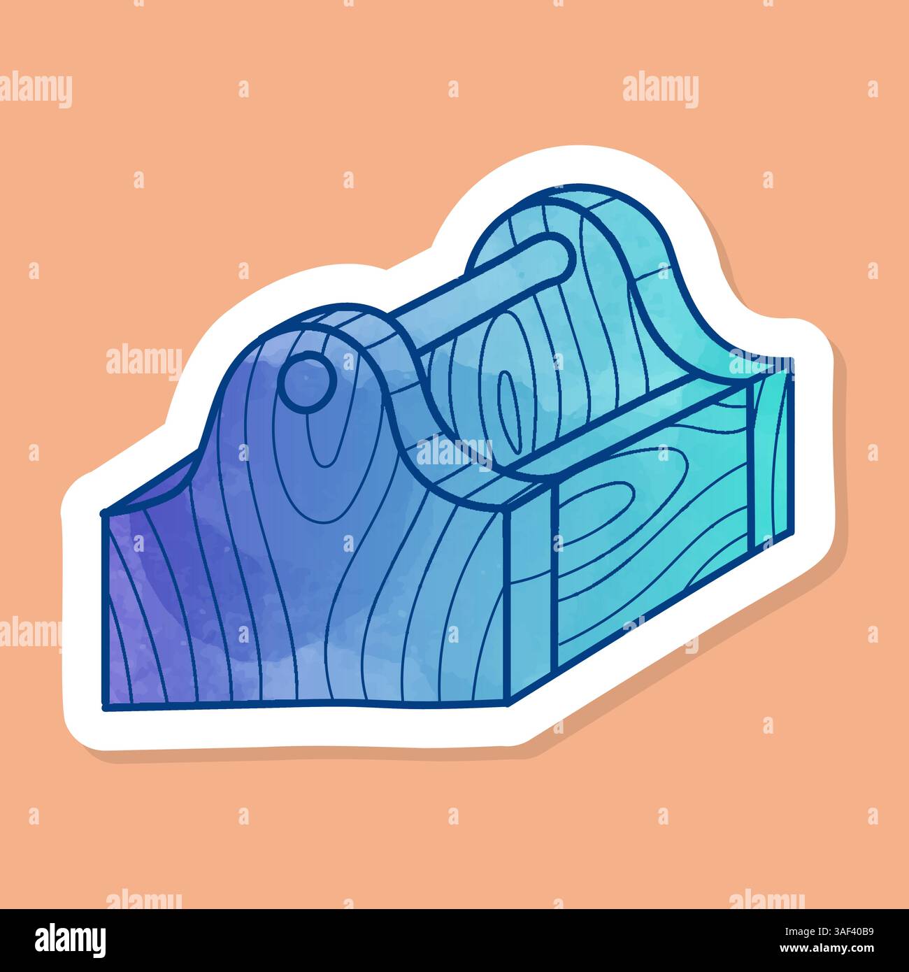 Autocollant de couleur de boîte à outils vintage en bois Illustration de Vecteur