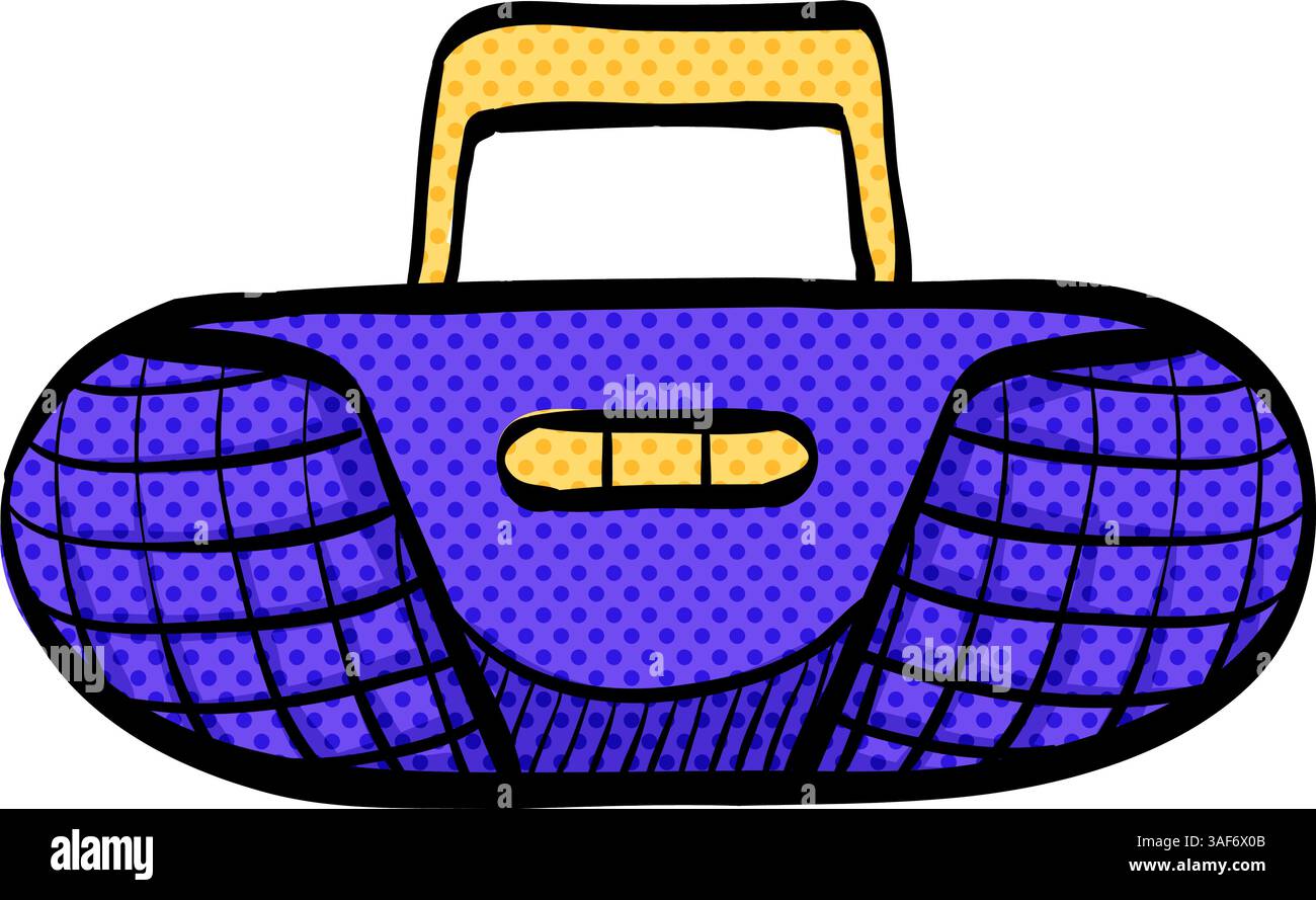 Icône de demi-teinte de lecteur de cassette illustration vectorielle de couleur dessinée à la main Illustration de Vecteur