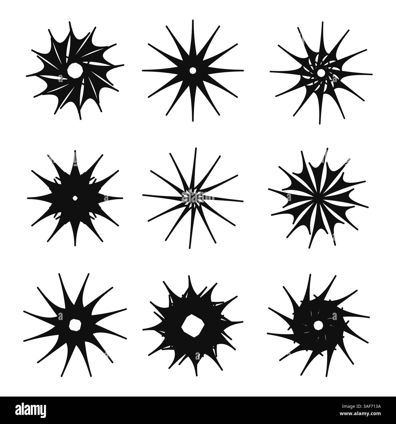 Une collection de motifs floraux abstraits avec des lignes vives et dynamiques et des formes géométriques, capturant l'essence du brutalisme et du style artistique contemporain Illustration de Vecteur