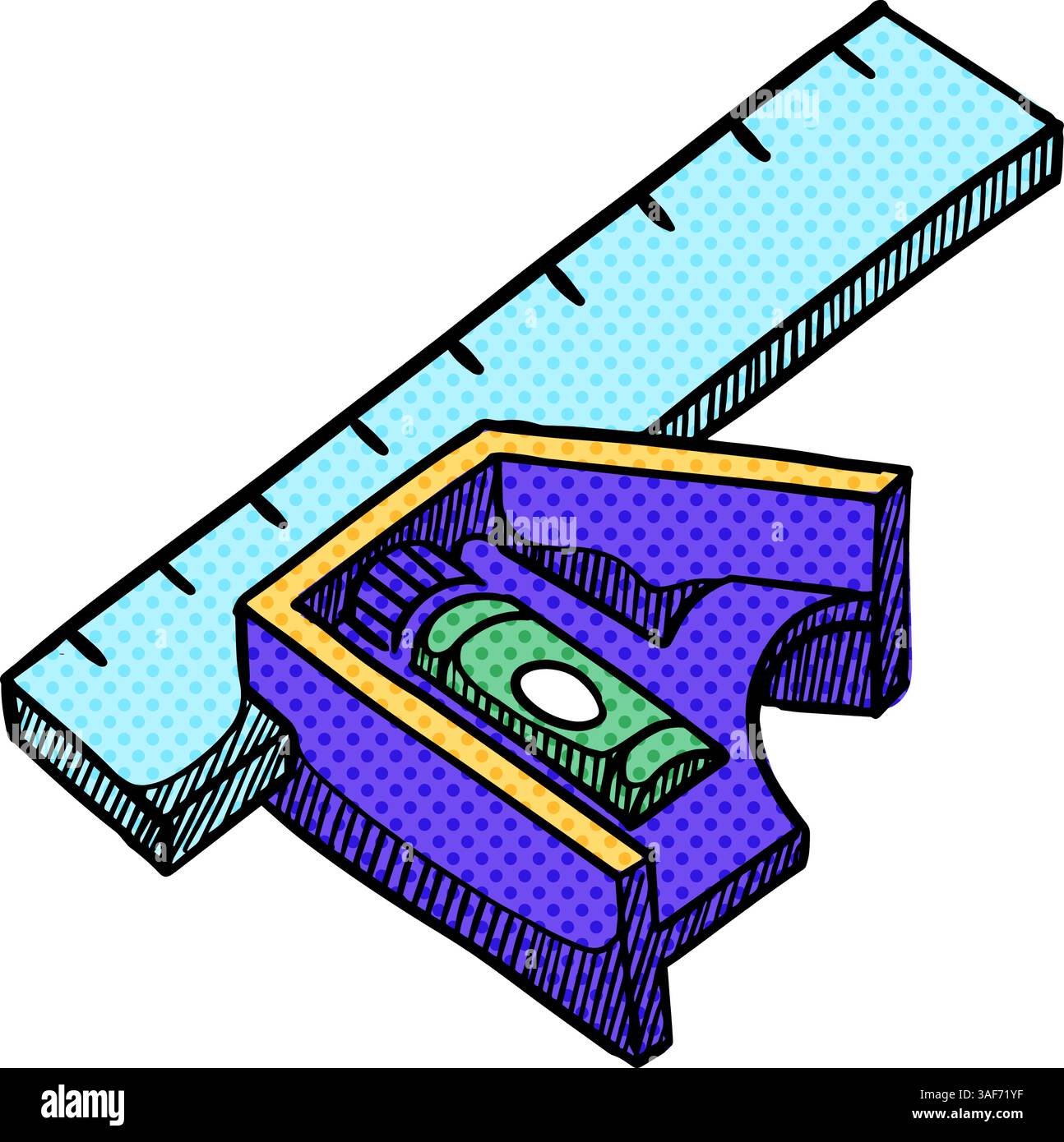 Illustration vectorielle de couleur demi-teinte de l'icône de la règle Illustration de Vecteur
