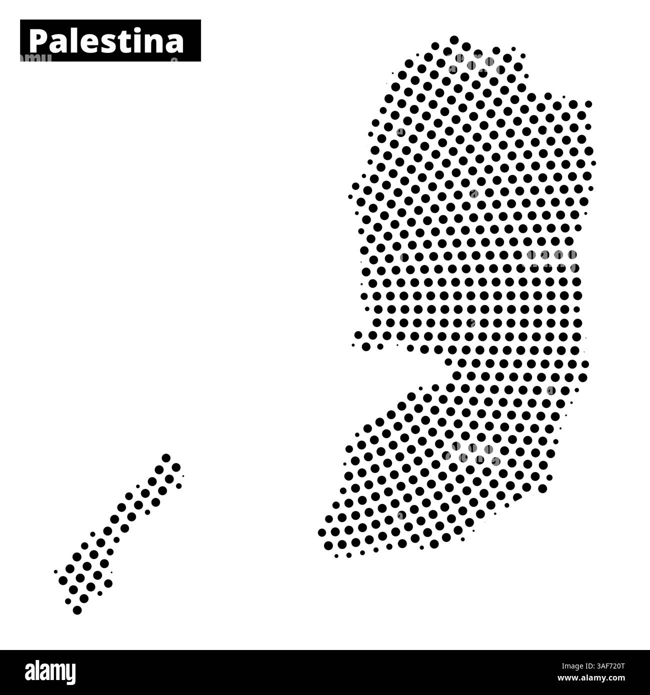 Cette œuvre présente un contour pointillé de la Palestine, mettant en valeur sa géographie distincte de manière créative. Illustration de Vecteur