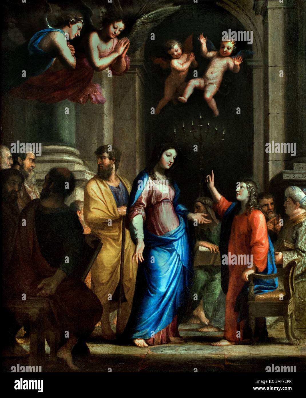 L'enfant Jésus trouvé dans le temple par ses parents par Jacques Stella 1596-1657 France Français , Louvre Paris. Banque D'Images