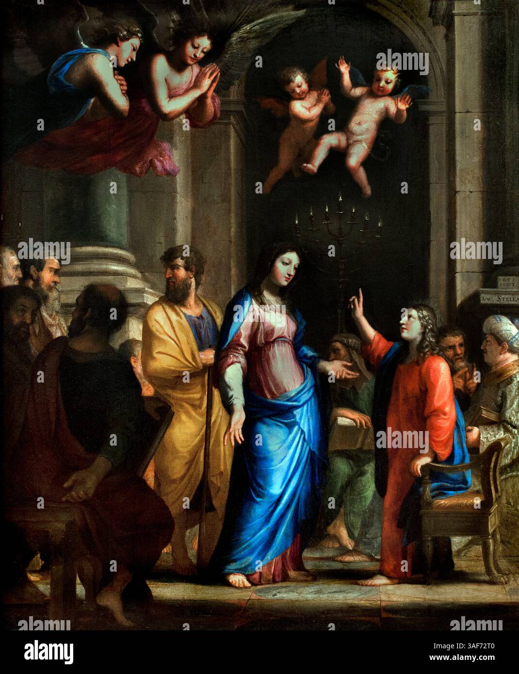 L'enfant Jésus trouvé dans le temple par ses parents par Jacques Stella 1596-1657 France Français , Louvre Paris. Banque D'Images