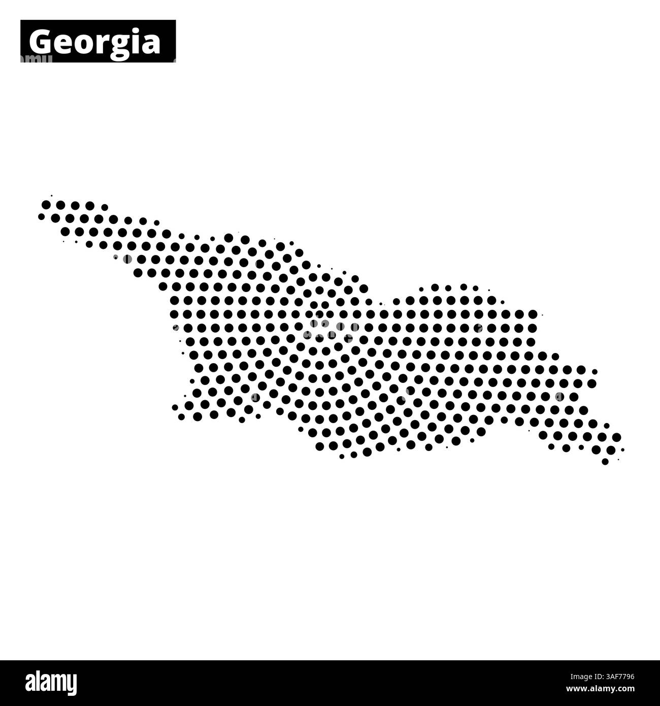 Représentation artistique de la carte géorgienne à l'aide de points, mettant en valeur les contours géographiques et le design du pays. Illustration de Vecteur