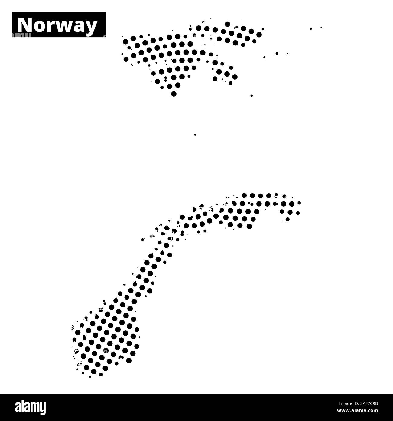 Une représentation visuelle de la Norvège utilisant un motif en pointillés sur un fond abstrait, soulignant sa géographie unique. Illustration de Vecteur