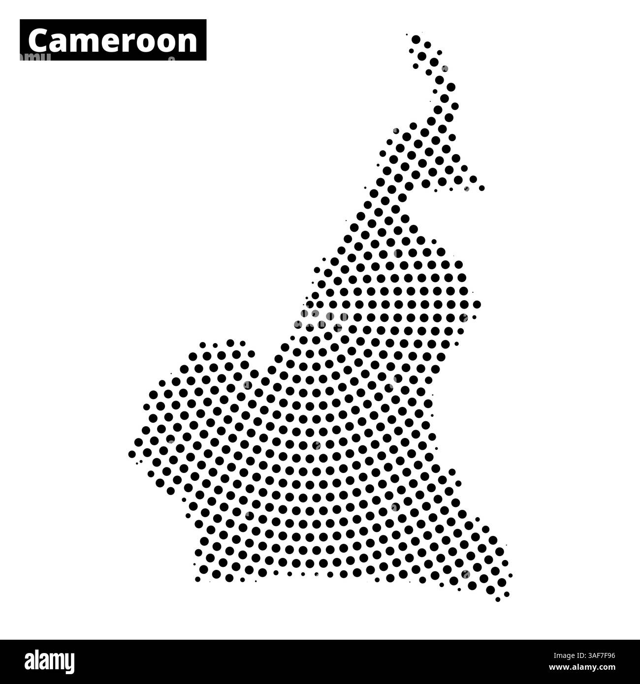 Une carte du Cameroun esquissée en Dots met en évidence ses caractéristiques géographiques uniques et ses frontières régionales. Illustration de Vecteur