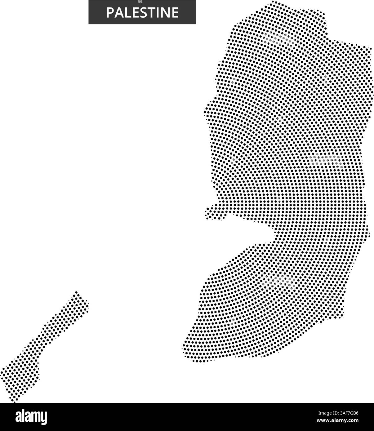 Cette œuvre présente un contour pointillé de la Palestine, mettant en valeur sa géographie distincte de manière créative. Illustration de Vecteur