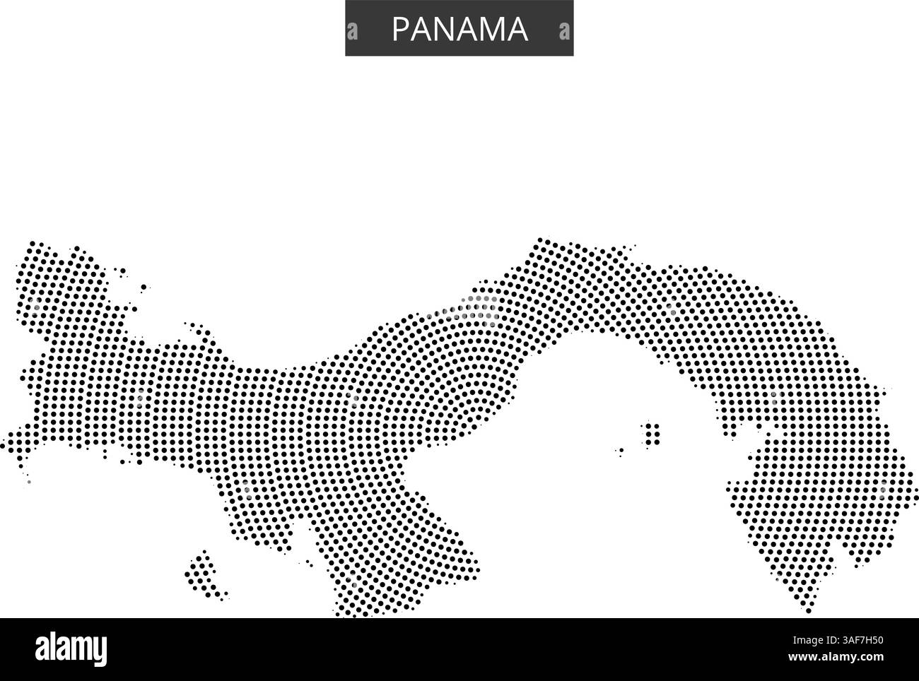 Ce graphique présente une représentation pointillée de la carte du Panama, mettant en valeur sa forme distinctive avec une esthétique simple et moderne. Illustration de Vecteur